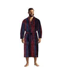 Luxury Criss-Cross Pattern 100% Cotton Velour Bathrobe Men's British Designed Jacquard Yarn Dyed 